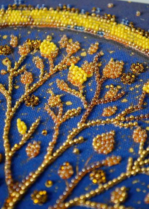 Bead Embroidery Kit with Plant Motif, 23x35 cm, Abris Art, 7 Colors, 4752 Beads, DIY Craft Set