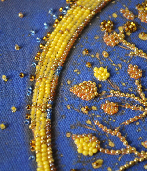 Bead Embroidery Kit with Plant Motif, 23x35 cm, Abris Art, 7 Colors, 4752 Beads, DIY Craft Set