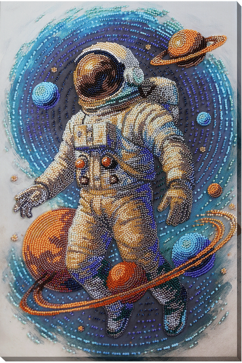 Cosmic Traveler Bead Embroidery Kit, 27 Colors, 11,831 Beads, 26 x 39 cm, Abris Art