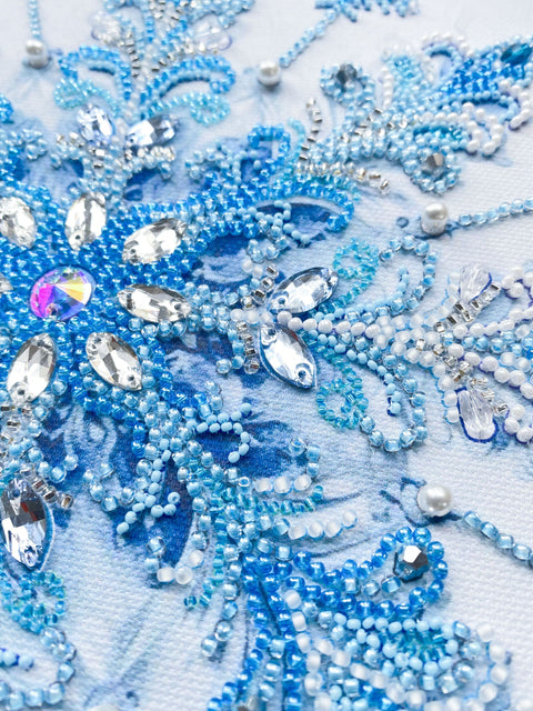 Bead Embroidery Kit Frost Patterns, Abris Art, 22x22 cm, 14 Colors, 3,637 Beads, Decorative Craft Project