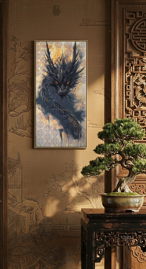 Bead Embroidery Kit, Animal-Themed Vertical Design, 30x60 cm, 17 Colors, 12,794 Beads, Abris Art, Awakened Legend