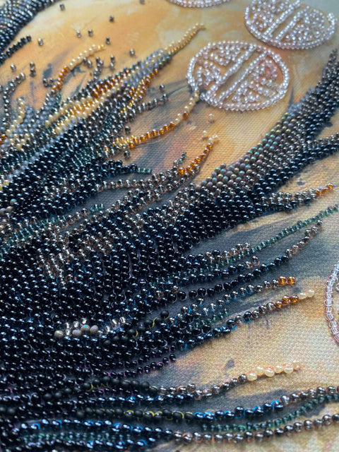 Bead Embroidery Kit, Animal-Themed Vertical Design, 30x60 cm, 17 Colors, 12,794 Beads, Abris Art, Awakened Legend