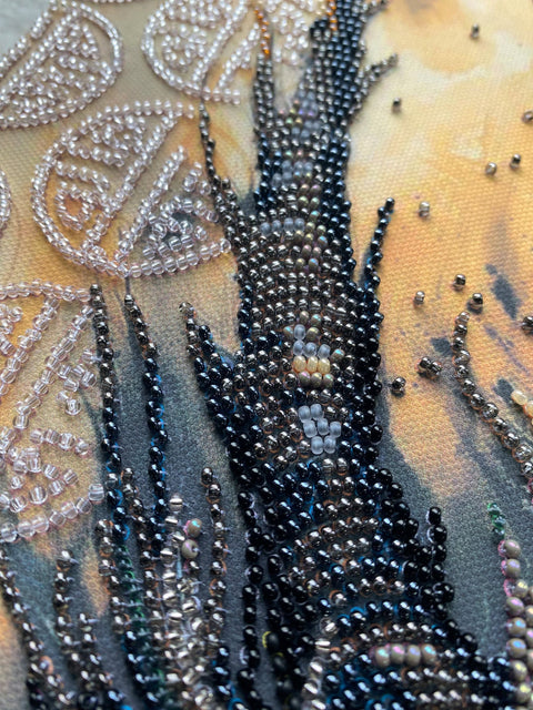 Bead Embroidery Kit, Animal-Themed Vertical Design, 30x60 cm, 17 Colors, 12,794 Beads, Abris Art, Awakened Legend