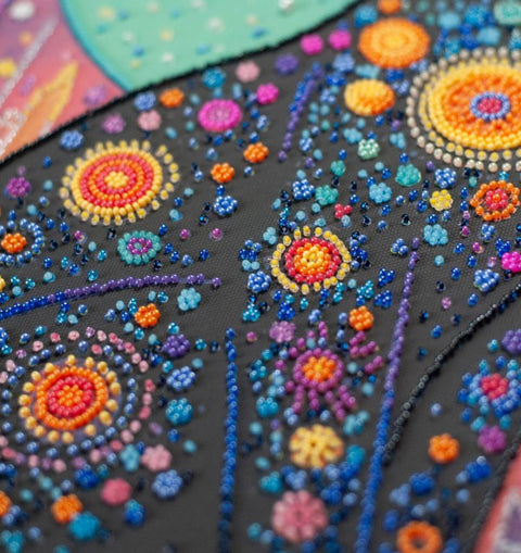 Bead Embroidery Kit, Animal-Themed Design, 30 x 45 cm, 24 Colors, 6879 Beads, Abris Art “Starry Gaze”