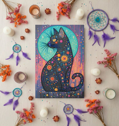 Bead Embroidery Kit, Animal-Themed Design, 30 x 45 cm, 24 Colors, 6879 Beads, Abris Art “Starry Gaze”