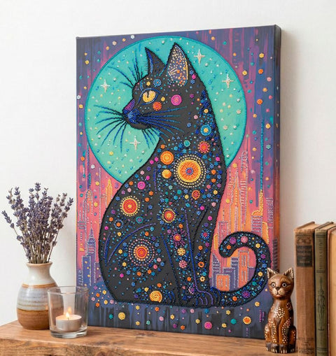 Bead Embroidery Kit, Animal-Themed Design, 30 x 45 cm, 24 Colors, 6879 Beads, Abris Art “Starry Gaze”