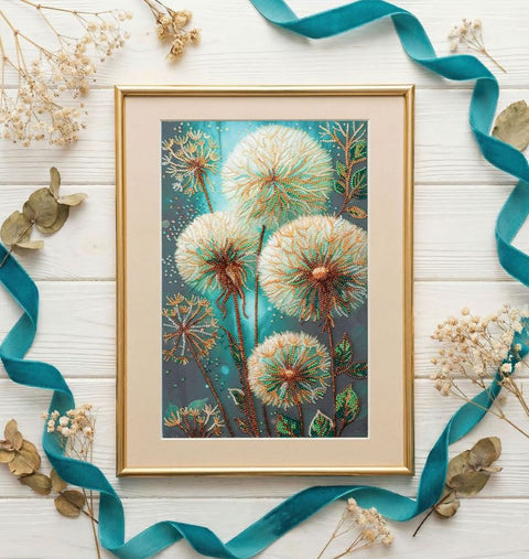 Beaded Embroidery Kit, Floral Wall Art, 21 x 34 cm, 8041 Beads, 18 Colors, Abris Art “Air Dream” Pattern