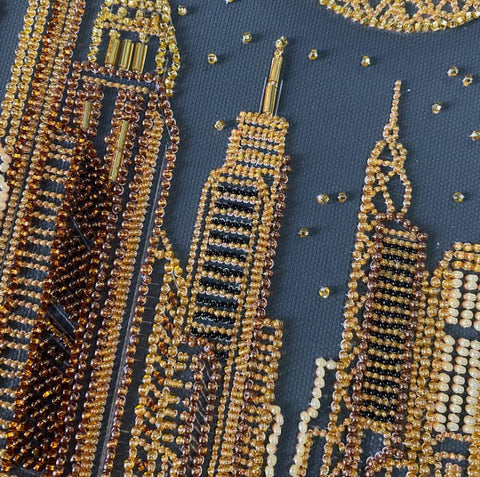 Bead Embroidery Kit Dream City Cityscape, 23 x 34 cm, Abris Art, 8105 Beads, 10 Colors, Needles and Instructions