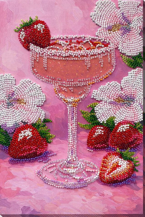 Bead Embroidery Kit with Pre-Printed Canvas, Fruit Still Life, Abris Art, 16×24 cm, 19 Bead Colors, DIY Craft Set