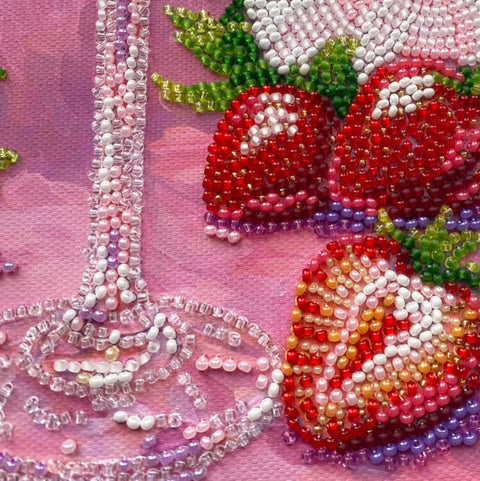 Bead Embroidery Kit with Pre-Printed Canvas, Fruit Still Life, Abris Art, 16×24 cm, 19 Bead Colors, DIY Craft Set