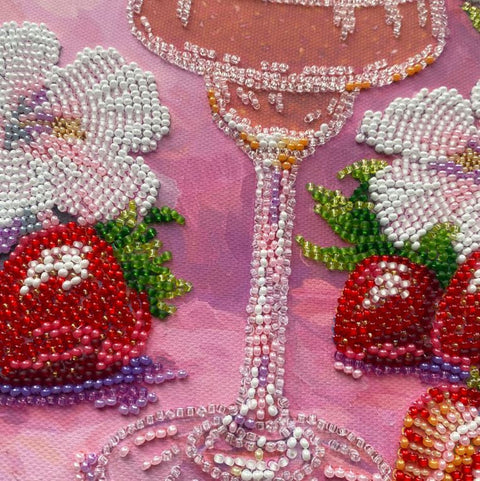 Bead Embroidery Kit with Pre-Printed Canvas, Fruit Still Life, Abris Art, 16×24 cm, 19 Bead Colors, DIY Craft Set