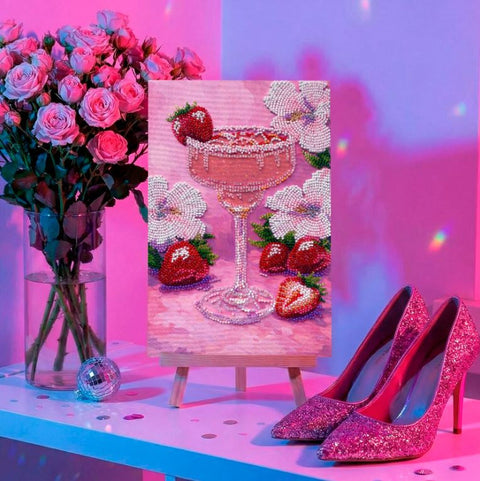 Bead Embroidery Kit with Pre-Printed Canvas, Fruit Still Life, Abris Art, 16×24 cm, 19 Bead Colors, DIY Craft Set