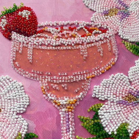 Bead Embroidery Kit with Pre-Printed Canvas, Fruit Still Life, Abris Art, 16×24 cm, 19 Bead Colors, DIY Craft Set