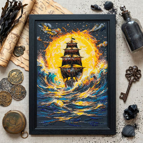 Bead Embroidery Kit “Under the Hot Sun” by Abris Art, 22 x 33 cm, Printed Canvas, 24 Colors