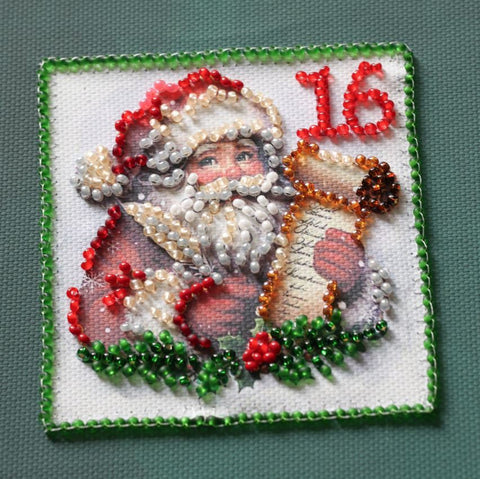 Christmas Advent Calendar Bead Embroidery Kit, 30 x 85 cm, Abris Art Printed Canvas, 17 Colors, 10,727 Beads