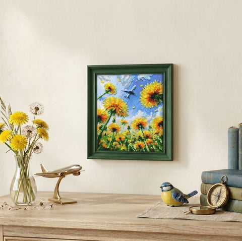 Bead Embroidery Kit with Nature Motif, 20x24 cm, Abris Art, 23 Colors, Printed Canvas, Needles, Thread & Instructions