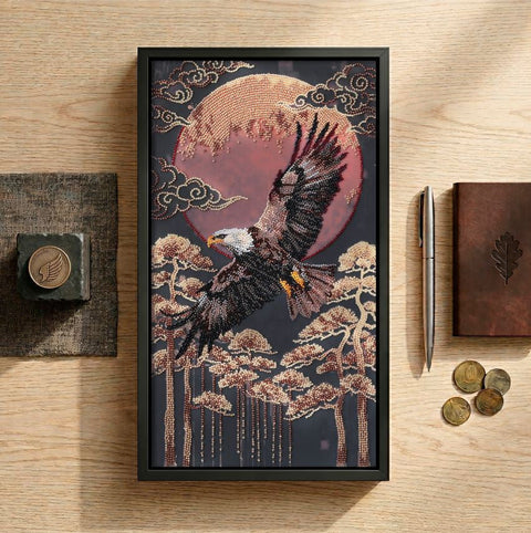 Bead Embroidery Kit “Lord of the Sky” 22×39 cm, Abris Art Animal Design, 17 Colors, Decorative Wall Art DIY Craft Set