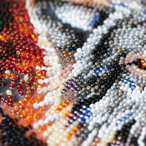 Wolf Bead Embroidery Kit, Alpha Wolf Design, Abris Art Canvas, 22 × 33 cm, 21 Colors, Animal Art Craft Set