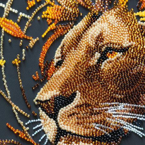Flower Bead Embroidery Kit, 30 x 54 cm, Abris Art Printed Canvas with Preciosa Beads, 15 Colors, DIY Wall Art