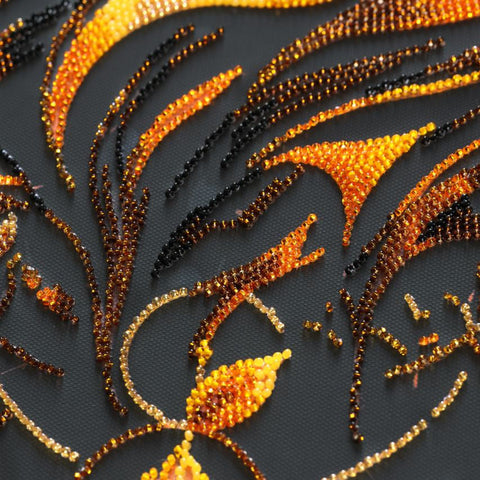 Flower Bead Embroidery Kit, 30 x 54 cm, Abris Art Printed Canvas with Preciosa Beads, 15 Colors, DIY Wall Art