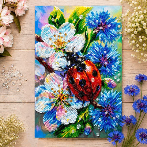 Bead Embroidery Kit with Printed Canvas, Among Cornflowers, Abris Art, 16×24 cm, 28 Colors, 6459 Beads