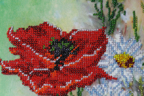 Micro Bead Embroidery Kit Summer Fantasy with Printed Canvas, Abris Art, 17 Colors, 12,598 Beads, Beginner-Friendly DIY Craft Set