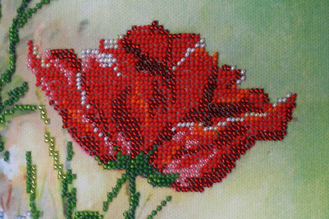 Micro Bead Embroidery Kit Summer Fantasy with Printed Canvas, Abris Art, 17 Colors, 12,598 Beads, Beginner-Friendly DIY Craft Set