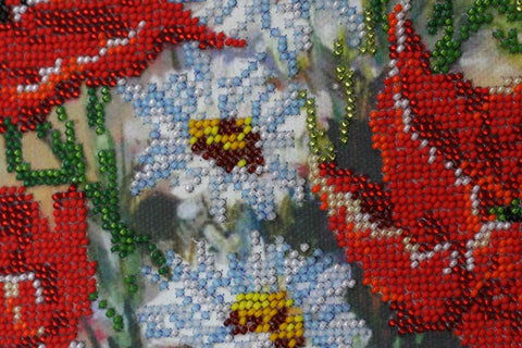 Micro Bead Embroidery Kit Summer Fantasy with Printed Canvas, Abris Art, 17 Colors, 12,598 Beads, Beginner-Friendly DIY Craft Set