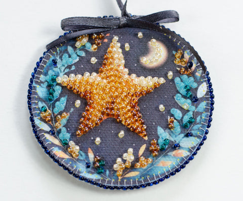 Winter Tale Diamond Painting Decoration Kit, Star Design, Abris Art, 7 Colors, 658 Beads, 13.2 x 6.6 cm