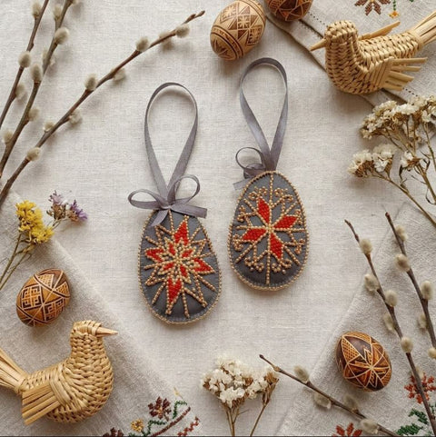Easter Star Bead Embroidery Decoration Kit, 15x5 cm, Abris Art, 4 Colors, 722 Beads
