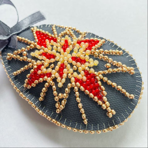 Easter Star Bead Embroidery Decoration Kit, 15x5 cm, Abris Art, 4 Colors, 722 Beads