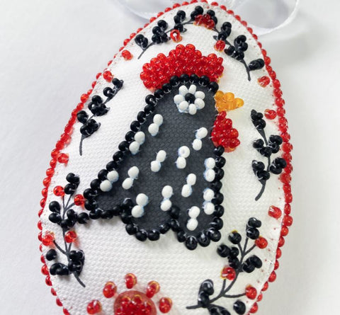 Easter Bead Embroidery Decoration Kit, Home Happiness, Abris Art, Printed Canvas, 15 x 5 cm, 5 Colors, 515 Beads