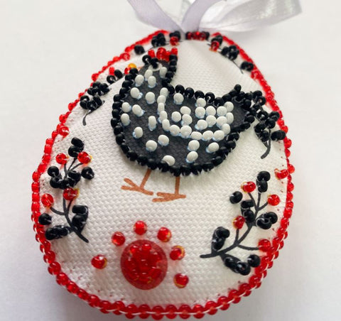 Easter Bead Embroidery Decoration Kit, Home Happiness, Abris Art, Printed Canvas, 15 x 5 cm, 5 Colors, 515 Beads