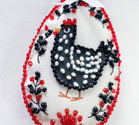 Easter Bead Embroidery Decoration Kit, Home Happiness, Abris Art, Printed Canvas, 15 x 5 cm, 5 Colors, 515 Beads