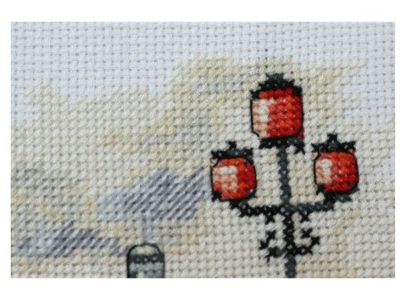Cross Stitch Kit for Special Date, Romantic Couple in Paris, Abris Art, 20x20 cm, 14 Count White Canvas, 13 Thread Shades