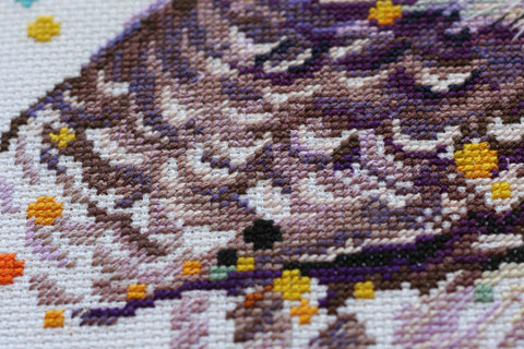 Owl Cross Stitch Kit with 30 Colors, 14 Count Canvas, Abris Art, 29 x 29 cm Magic Design