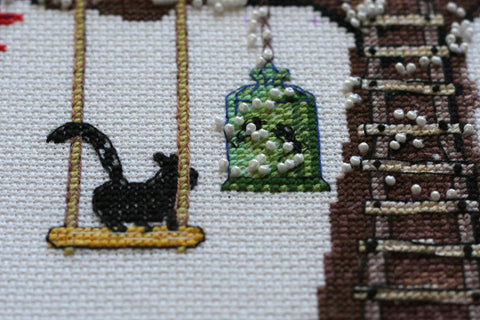 Abris Art Cat House Cross Stitch Kit, 33 x 33 cm, 14 Count Canvas, 47 Colors, Home Decor Design