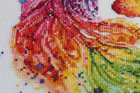 Animal Cross Stitch Kit Abris Art Cha-Cha-Cha, 14 Count Canvas, 240 x 310 mm, 43-Color Cotton Thread Set