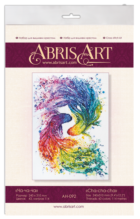 Animal Cross Stitch Kit Abris Art Cha-Cha-Cha, 14 Count Canvas, 240 x 310 mm, 43-Color Cotton Thread Set