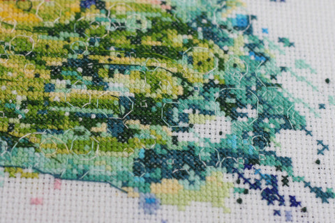 Animal Cross Stitch Kit Abris Art Cha-Cha-Cha, 14 Count Canvas, 240 x 310 mm, 43-Color Cotton Thread Set