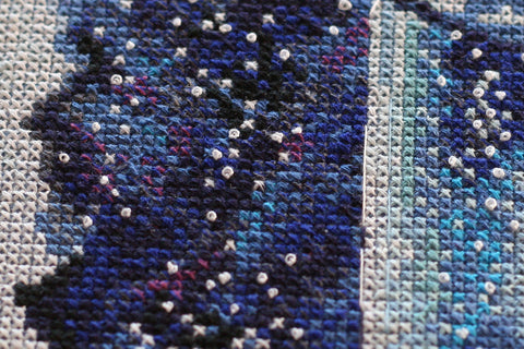 Cross Stitch Kit for Lovers’ Moon, Abris Art, 14 Count Dark Blue Aida, 33 Colors, 220 x 280 mm Romantic Design