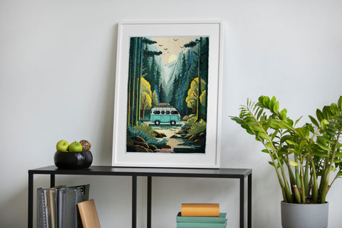 Cross Stitch Kit, Adventure Nature Scene, Abris Art Deco Scenes, 14 Count White Canvas, 27 Colors, 22 x 32 cm