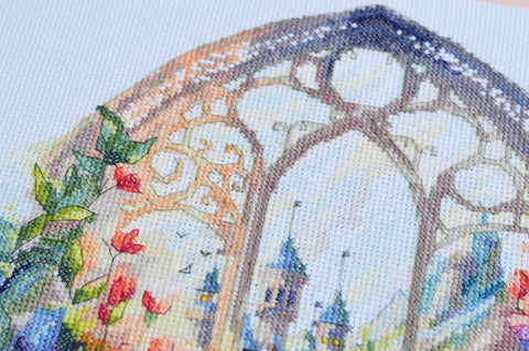 Abris Art Cross Stitch Kit, Romantic Decorative Scene “Once...”, 37 Colors, 14 Count Canvas, 300 x 350 mm