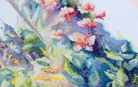 Abris Art Cross Stitch Kit, Romantic Decorative Scene “Once...”, 37 Colors, 14 Count Canvas, 300 x 350 mm