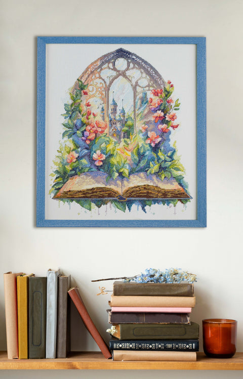Abris Art Cross Stitch Kit, Romantic Decorative Scene “Once...”, 37 Colors, 14 Count Canvas, 300 x 350 mm