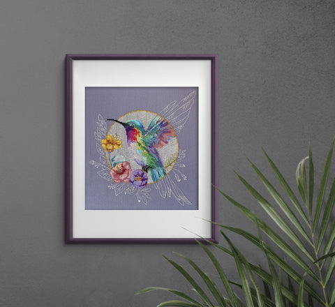 Bird of Paradise Cross Stitch Kit, 40 Colors, Abris Art Deco Scenes, 14 Count Gray Canvas, 230 × 240 mm Finished Size