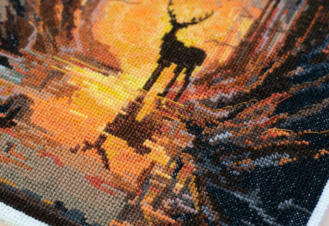 Large Cross Stitch Kit Forest Guardian, Abris Art, 27 Colors, 14 Count Aida Canvas, 240 x 420 mm Forest Wall Art