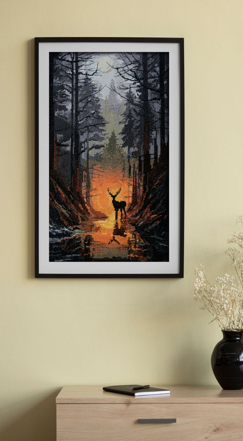 Large Cross Stitch Kit Forest Guardian, Abris Art, 27 Colors, 14 Count Aida Canvas, 240 x 420 mm Forest Wall Art