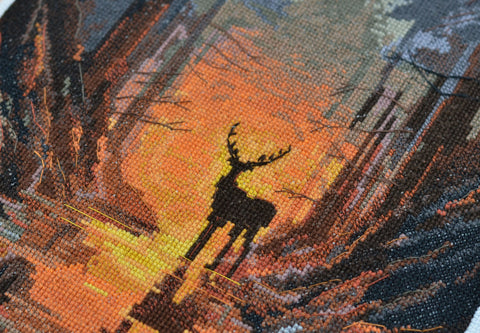 Large Cross Stitch Kit Forest Guardian, Abris Art, 27 Colors, 14 Count Aida Canvas, 240 x 420 mm Forest Wall Art