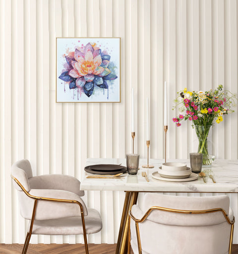 Glowing Lotus Cross Stitch Kit, Abris Art Deco Scenes, 24 x 24 cm, 14 Count White Canvas, 20 Thread Colors